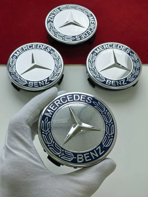 GoGoAuto Заглушки Mercedes 75 мм колпачки на литые диски, синий, фото 6