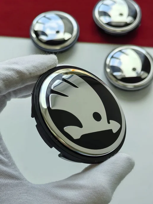 GoGoAuto Заглушки Skoda 65 мм колпачки на литые диски, черный, фото 2