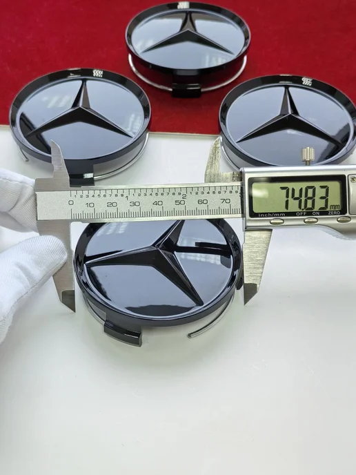 GoGoAuto Заглушки Mercedes 75 мм колпачки на литые диски, черный, фото 2