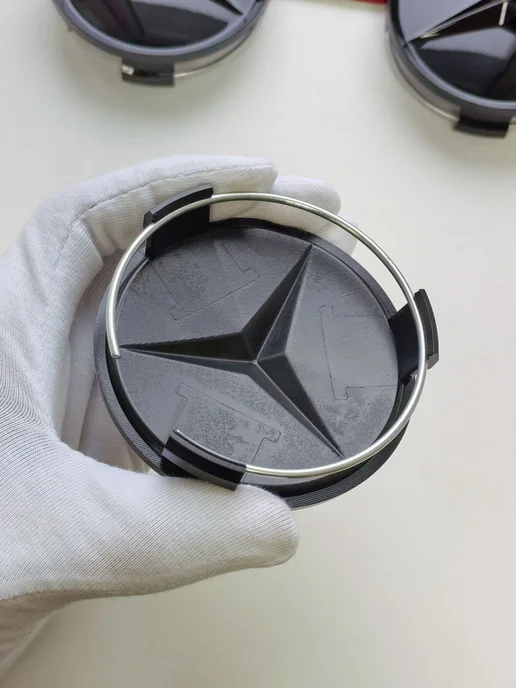 GoGoAuto Заглушки Mercedes 75 мм колпачки на литые диски, черный, фото 7