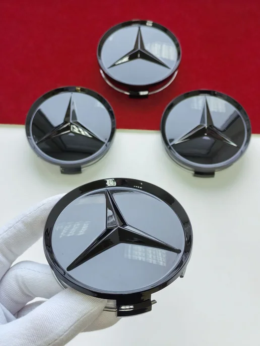 GoGoAuto Заглушки Mercedes 75 мм колпачки на литые диски, черный, фото 8
