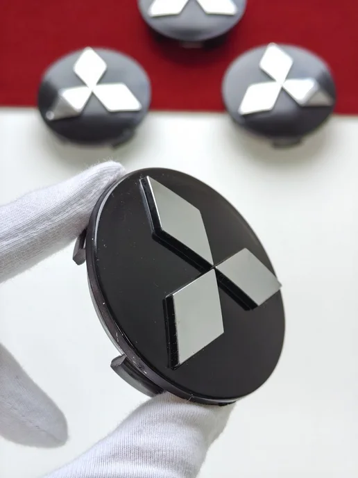 GoGoAuto Колпачки Mitsubishi 60 мм заглушки на литые диски, черный, фото 3