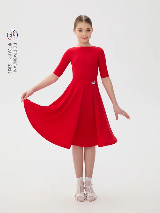 Sveta Dance Fashion Рейтинговое платье для спортивных бальных танцев, красный, фото 2