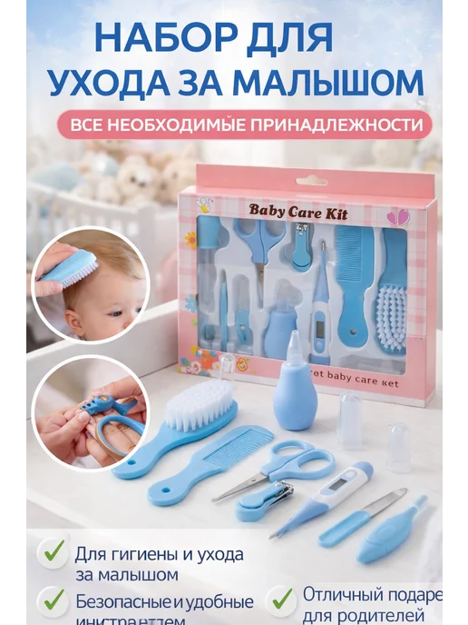 Детский набор гигиены для новорожденных, синий
