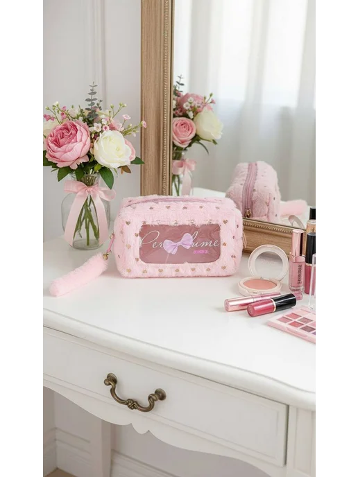 LD.LOVELY Пушистая косметичка, розовый, фото 2