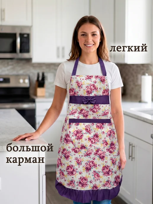 EZGOTEX Фартук кухонный женский, белый, фото 2