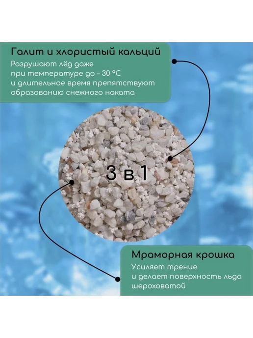 Yamle Противогололедный реагент мраморная крошка и галит, вариант, фото 2