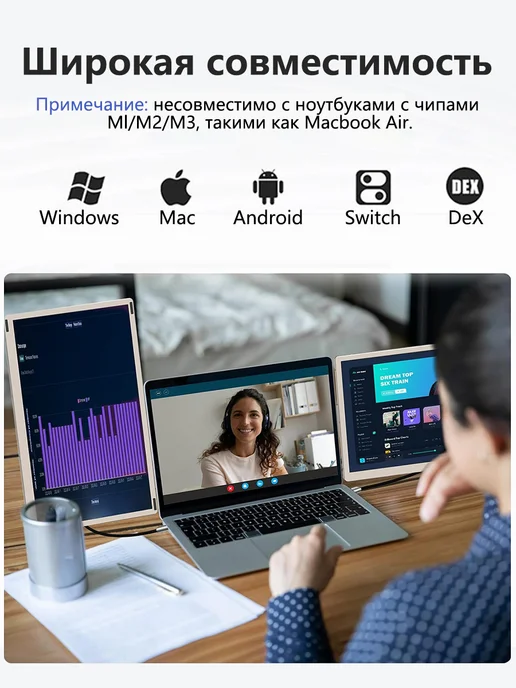 LAPTOMO Многофункциональный портативный монитор 15,6" для ноутбука, вариант, фото 6