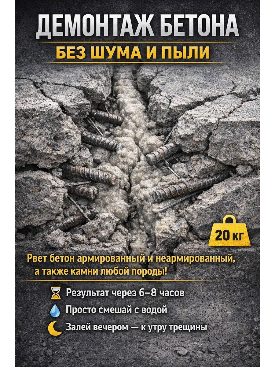 Смесь для демонтажа бетона, разрушения камня 20 кг (НРС-1)
