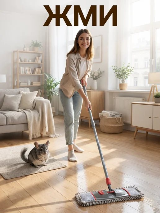 GT Швабра для пола с насадкой из микрофибры, серый, фото 3