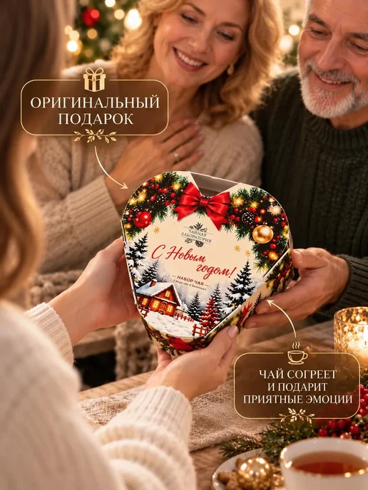 Wood Story Набор чая подарочный в баночках на Новый год, белый, фото 2