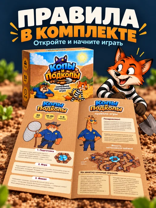 Gosobr Настольная игра Копы и Подкопы для детей и всей семьи 3+, вариант, фото 4