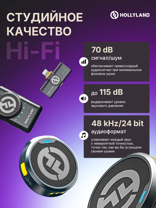 Hollyland Микрофон петличный Lark M2 Combo беспроводной для Android и…, черный, фото 2