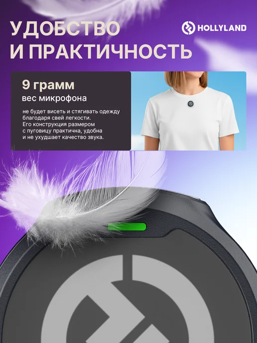 Hollyland Микрофон петличный Lark M2 Combo беспроводной для Android и…, черный, фото 5