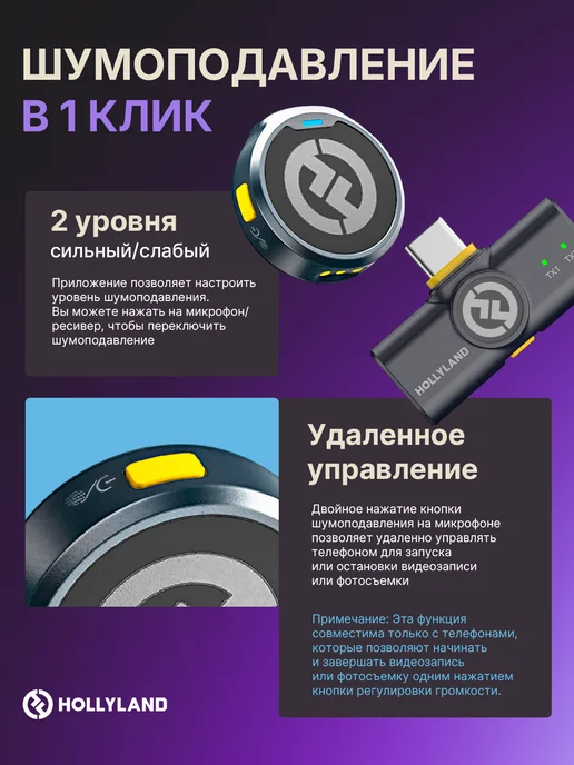 Hollyland Микрофон петличный Lark M2 Combo беспроводной для Android и…, черный, фото 6