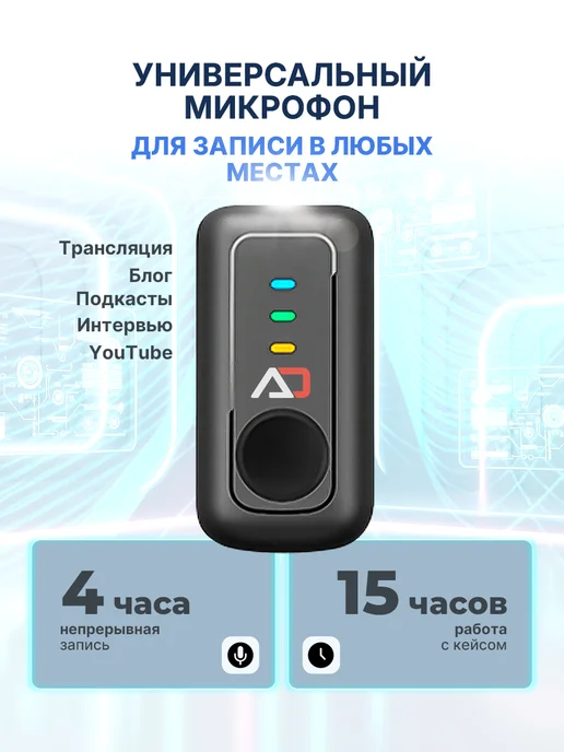 Aksdom Микрофон петличный беспроводной для Android и IPhone 2шт, 2 шт, фото 3