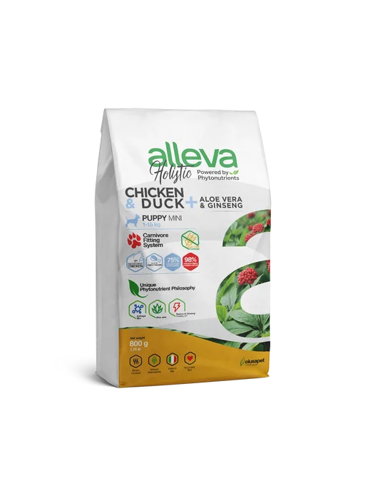 Сухой корм Alleva Аллева Алое для собак, щенки, курица, утка, 0,8 кг