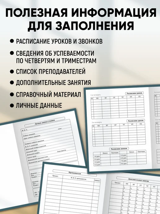 Prof-Press Дневник школьный для девочек и для мальчика 1-4 и 5-11 класс, вариант, фото 3