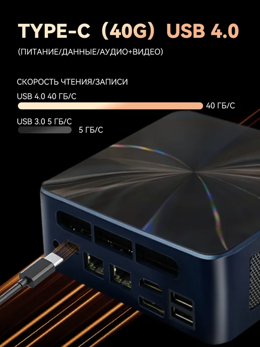 BRENUC Мини-ПК N7P (AMD Ryzen 7 8845HS, RAM 64 ГБ, SSD 1024ГБ), 64 ГБ, 1024 ГБ, фото 8