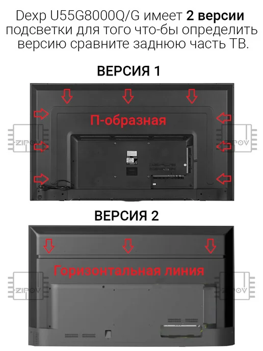 Zipov 2 Подсветка для Dexp U55G8000Q Hartens HTY-55UHD11B-S2 Ver 2, вариант, фото 2