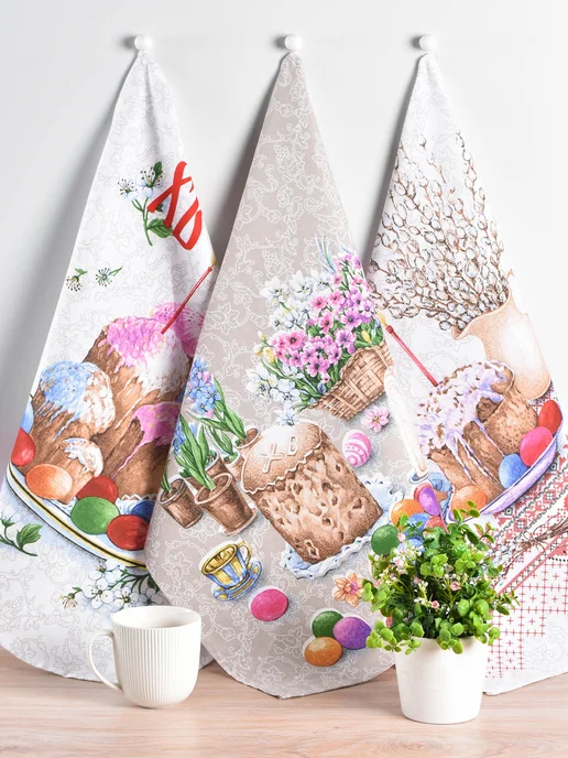 NIKITA TEREHOV TEXTILE Полотенца кухонные 47х60см 3 шт рогожка, 47x60 см, 3 шт