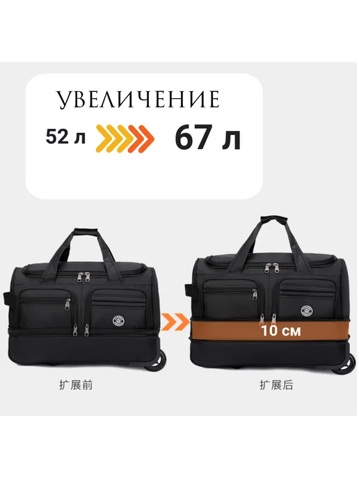 POSSESS Сумка дорожная ручная кладь 50х36х29 на колесах 190-1малый, 50x36x29, фото 7