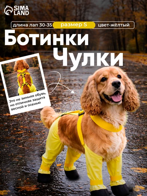 Пижон Ботинки - чулки для собак, размер S, жёлтые, желтый