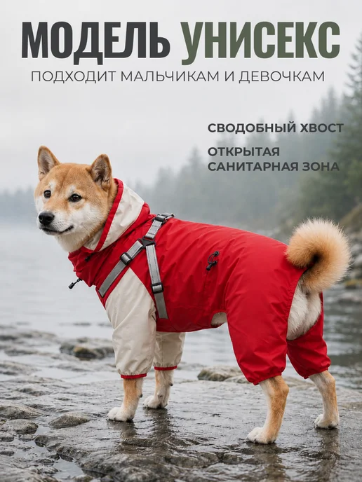 MiloPets Дождевик-комбинезон для собак средних и крупных пород, красный, фото 5