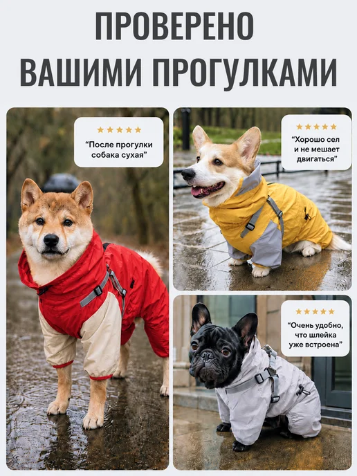 MiloPets Дождевик-комбинезон для собак средних и крупных пород, красный, фото 6