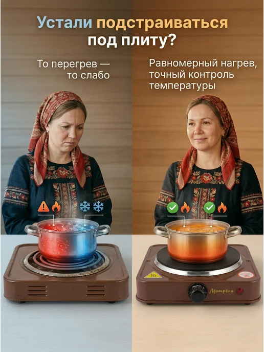 HomeStar Плитка электрическая настольная одноконфорочная для кухни, коричневый, фото 2