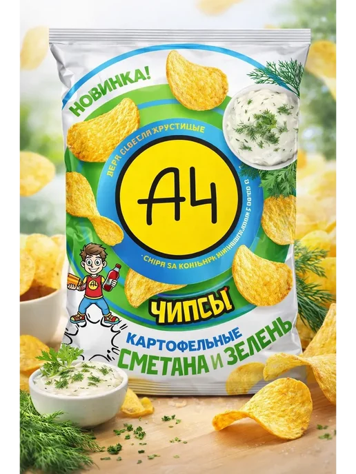 Lava lava Чипсы А4 со вкусом сметана и зелень 3 пачки по 50г, 50 г, фото 3