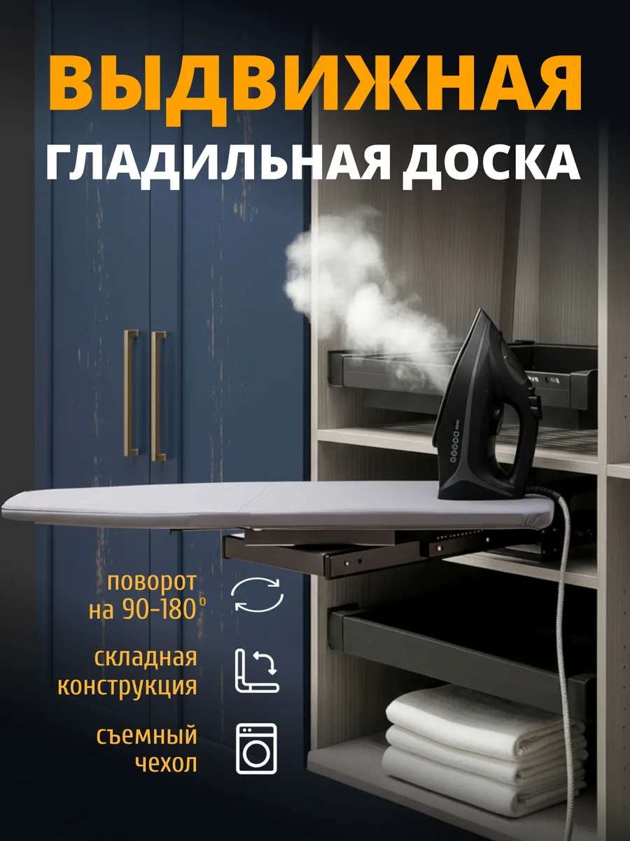 Гладильная доска встраиваемая выдвижная, поворотная