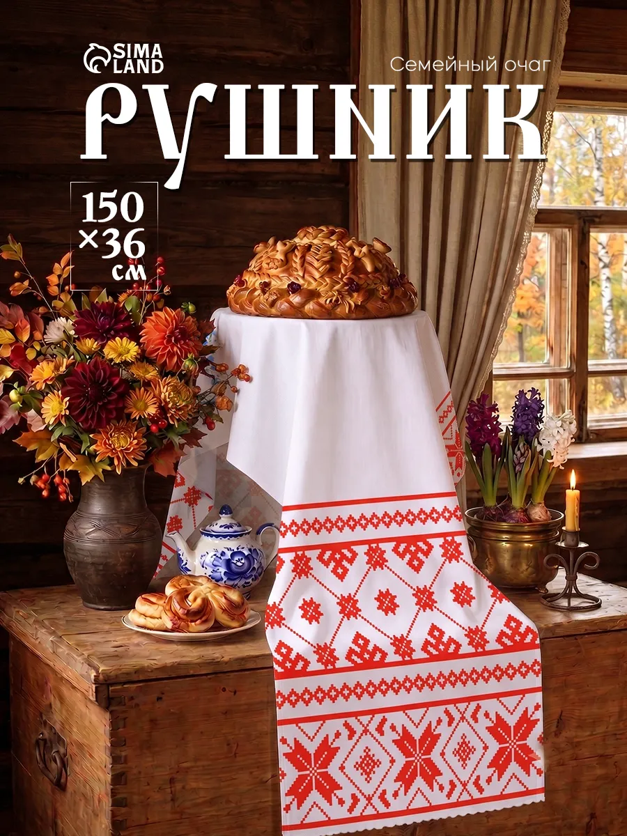 Рушник русский народный орнамент 150х36 см