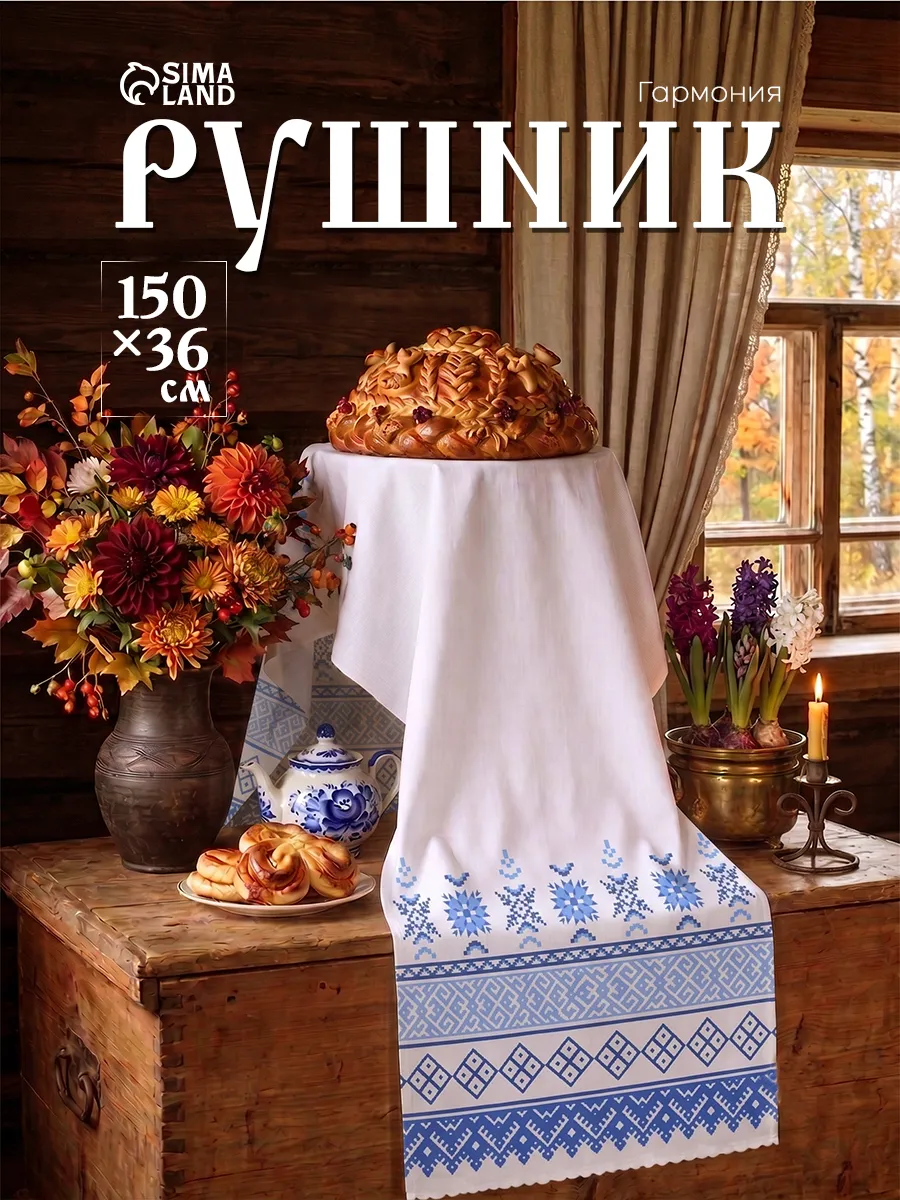 Рушник русский народный орнамент 150х36 см