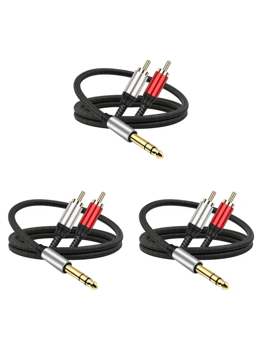 Адаптер 6 35mm Male к 2RCA Male аудио Y сплиттер 1м, 1 м
