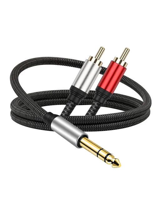 Адаптер 6 35mm Male к 2RCA Male аудио Y сплиттер 1м, 1 м, фото 3