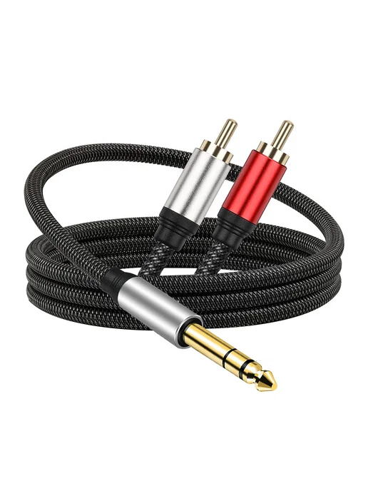 Адаптер 6 35mm Male к 2RCA Male аудио Y сплиттер 1м, 1 м, фото 4
