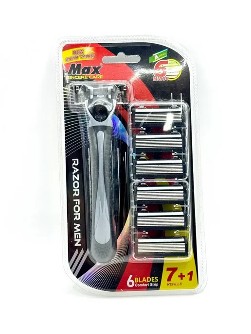 кр94 Бритвенный станок мужской Max Sincere Care 6 лезвий 6+1, серый, фото 6