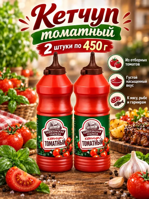 Семилукская Трапеза Кетчуп 2 штуки по 450 грамм набор томатный, вариант