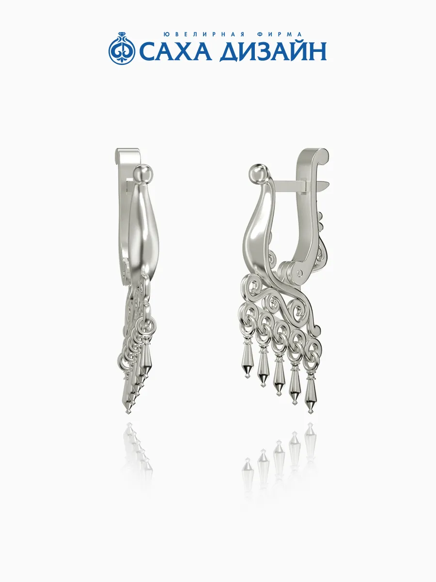 Серьги серебро 925 якутские узоры