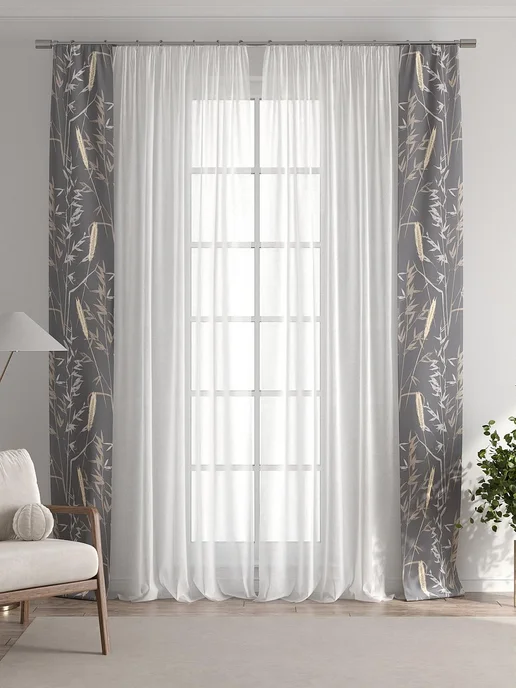 AT-HOME Молочные шторы декоративные узкие с подхватами 38х260 см 2шт, 38x260 см, 2 шт, фото 6
