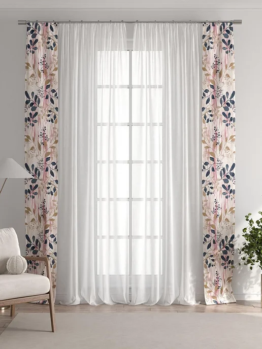 AT-HOME Розовые шторы декоративные узкие с подхватами 38х260 см 2 шт, 38x260 см, 2 шт, фото 6