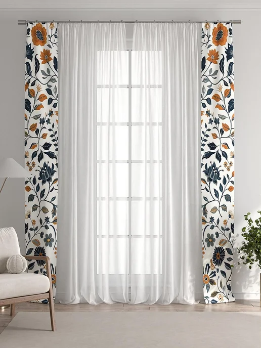AT-HOME Шторы декоративные узкие с подхватами 38х260 см 2 штуки, 38x260 см, фото 6