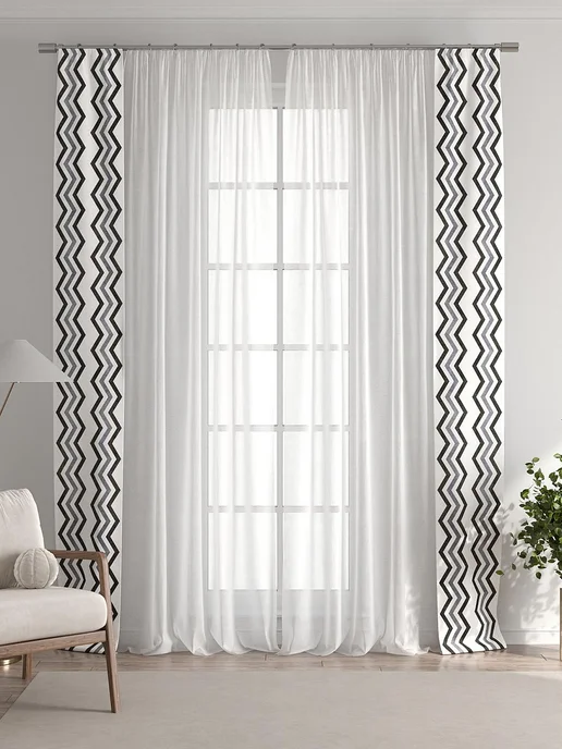 AT-HOME Серые шторы декоративные узкие с подхватами 38х260 см 2 шт, 38x260 см, 2 шт, фото 6