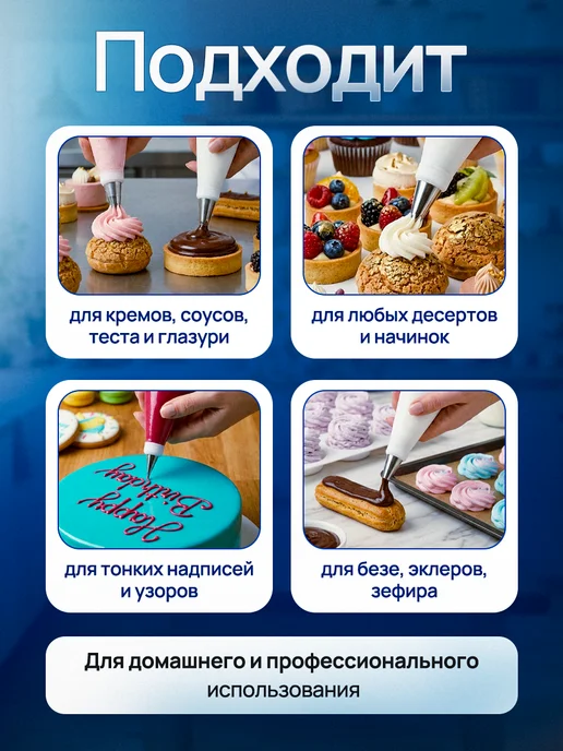 Кондитерский мешок с насадками многоразовый, вариант, фото 5