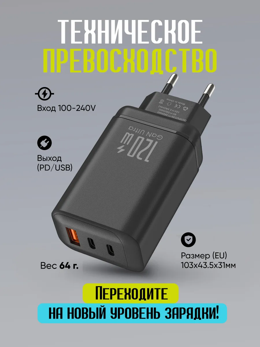 Блок быстрой зарядки 2 Type-C/USB 25W