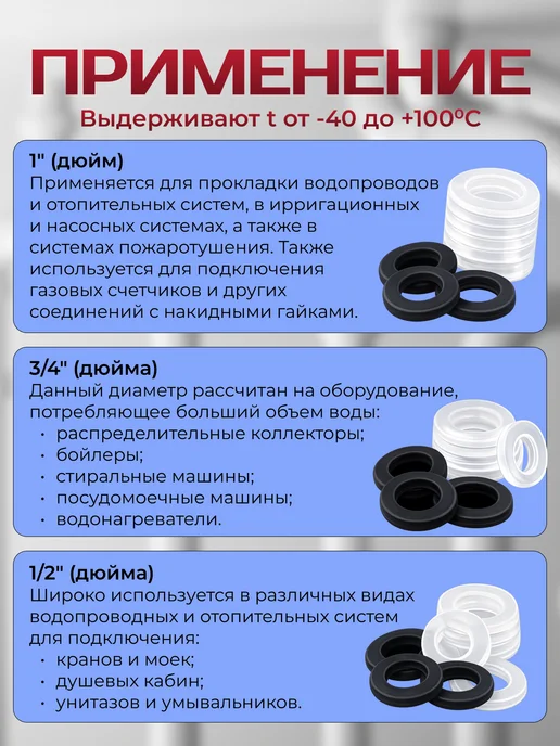 Прокладки сантехнические силиконовые, черный, фото 2