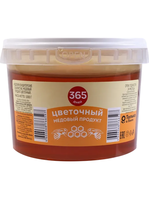 Медовый продукт 365 ДНЕЙ Цветочный 1000г, 1000 г