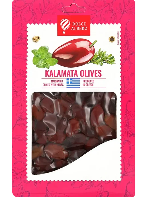 Маслины с косточкой DOLCE ALBERO с травами сорт Каламата, вариант