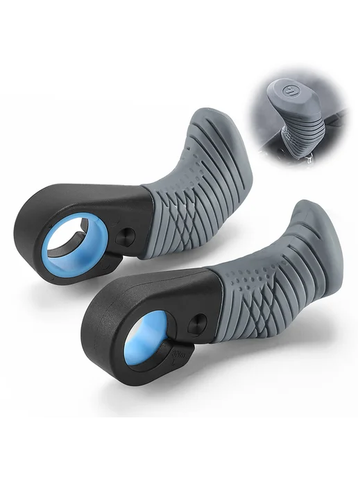 Пара рукояток MTB эргономика для Thumb Support серые, серый, фото 2